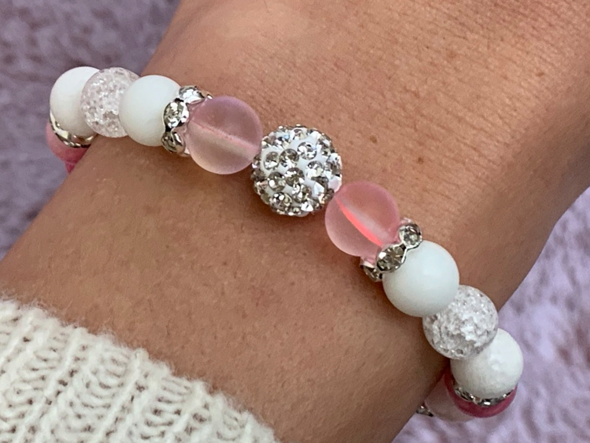 Shamballa jade rose-white